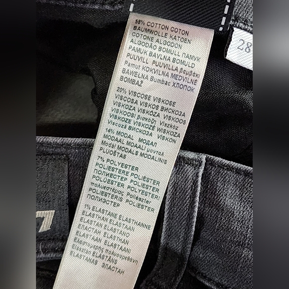 7 For All Mankind Slimmy Tapered Luxe Performance Plus black wash jeans 28 NEW - Picture 8 of 8